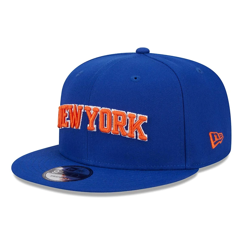 Casquette Snapback 9FIFTY bleue avec logo latéral des New York Knicks New Era pour homme