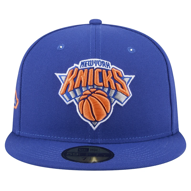 Casquette ajustée New Era 59FIFTY Throwback York Knicks bleue pour homme