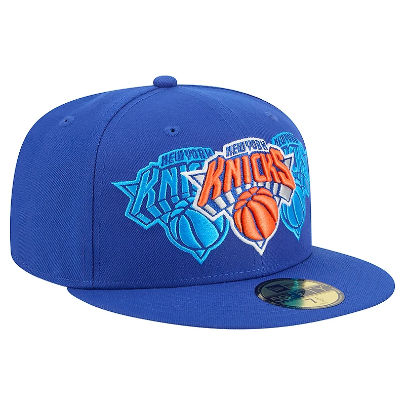 Casquette ajustée New Era Tri-Hit 59Fifty bleue des York Knicks pour homme
