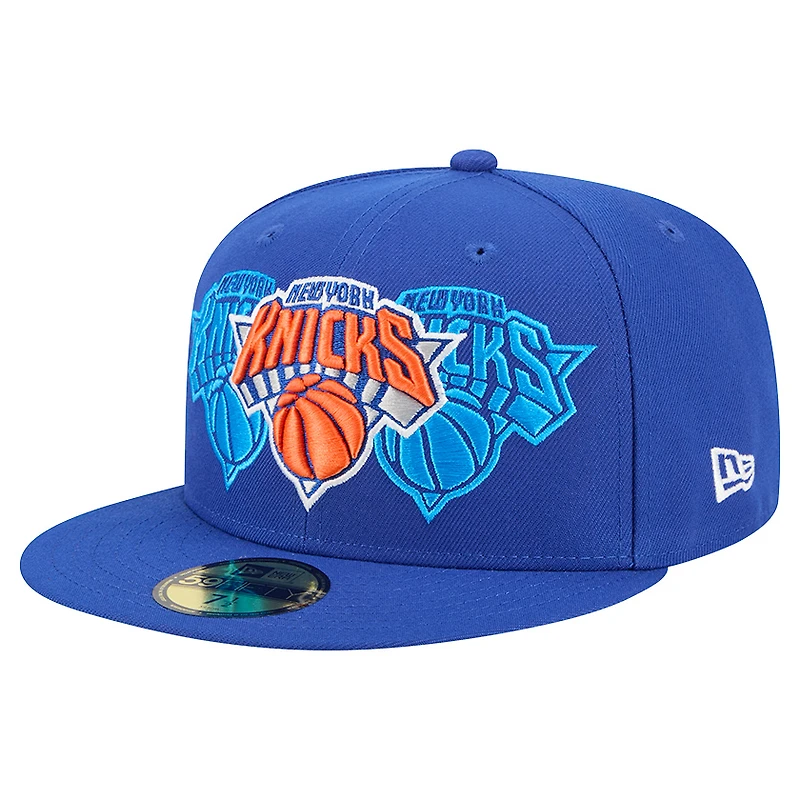 Casquette ajustée New Era Tri-Hit 59Fifty bleue des York Knicks pour homme