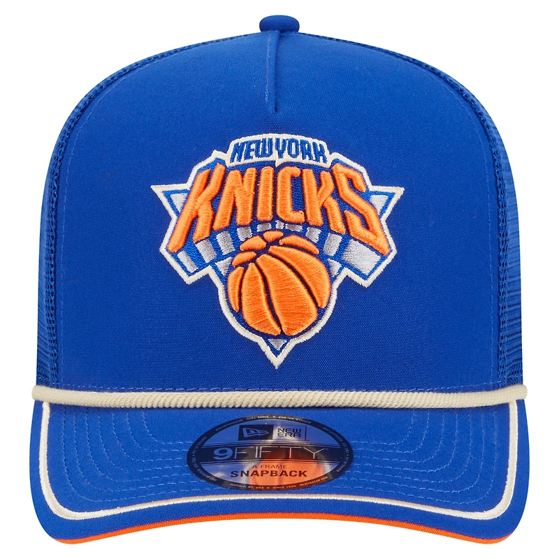 Men's New Era Blue New York Knicks Vintage Team Rope A-Frame 9FIFTY Snapback Hat