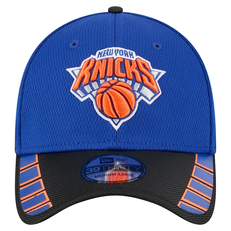 Casquette New Era bleue York Knicks Visor Hit 39THIRTY Flex pour homme