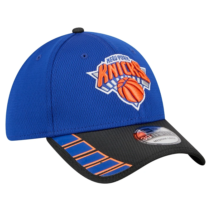 Casquette New Era bleue York Knicks Visor Hit 39THIRTY Flex pour homme