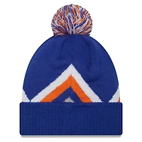 Men's New Era Blue New York Knicks Zig Zag Cuffed Knit Hat with Pom