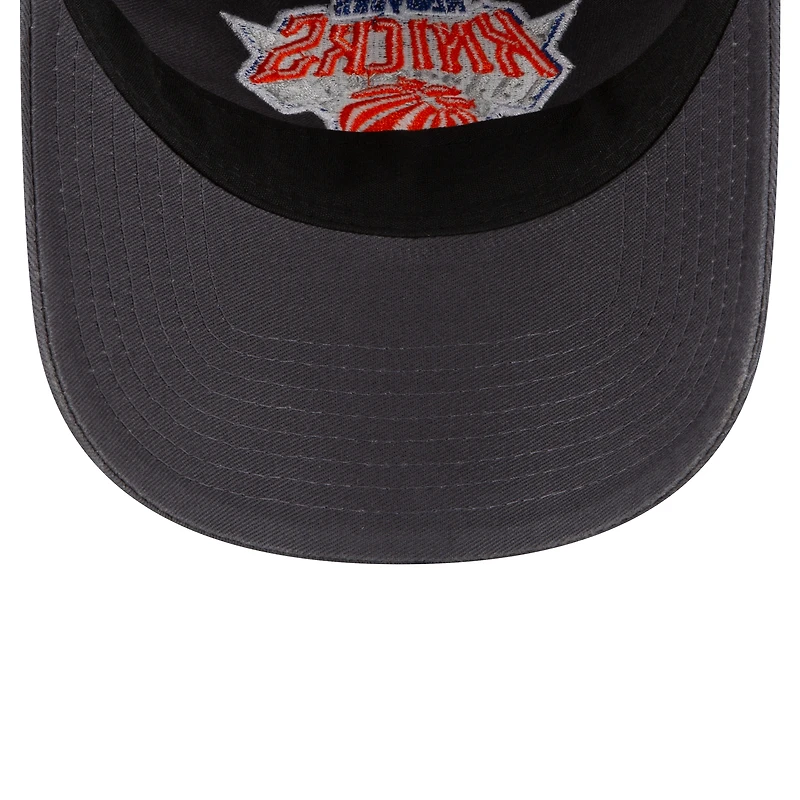 Men's New Era Charcoal New York Knicks Team 2.0 9TWENTY Adjustable Hat