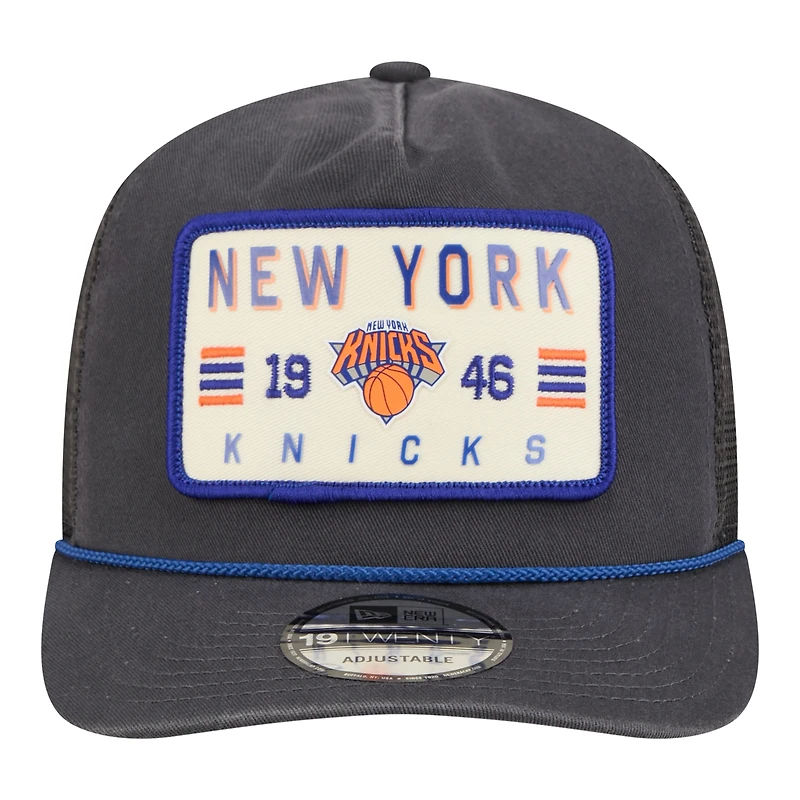 Men's New Era  Charcoal New York Knicks Washed Patch 19TWENTY Adjustable Trucker Hat