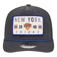 Men's New Era  Charcoal New York Knicks Washed Patch 19TWENTY Adjustable Trucker Hat
