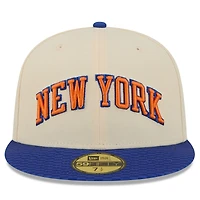 Men's New Era Cream/Blue York Knicks 2025/26 City Edition 59FIFTY Fitted Hat