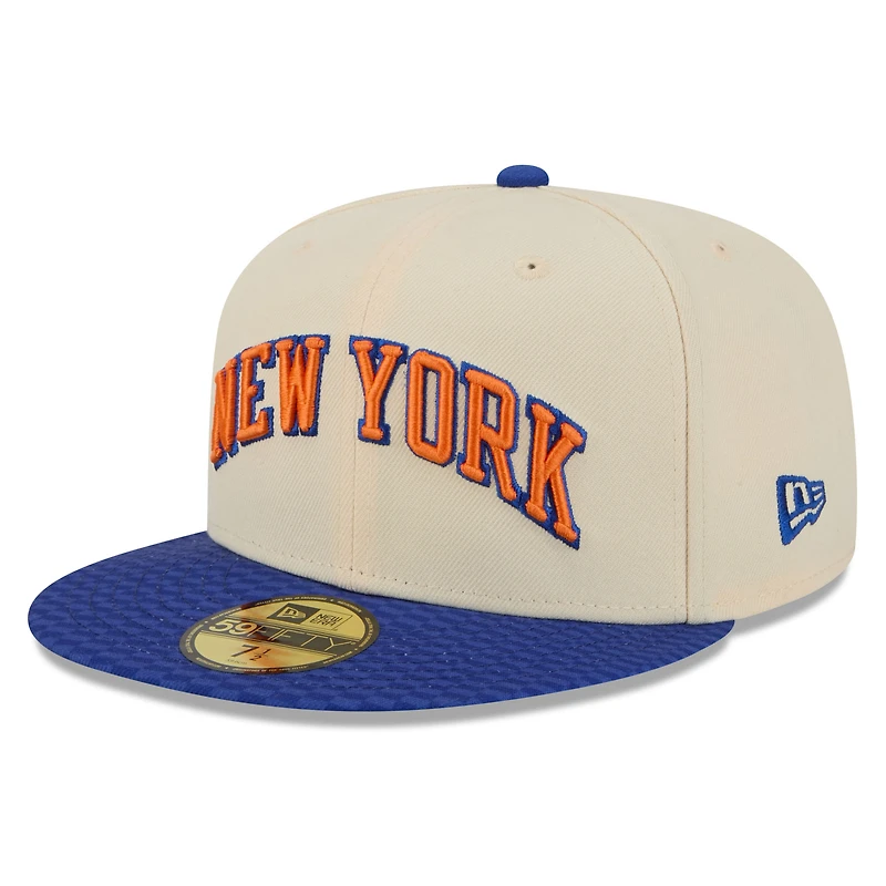 Men's New Era Cream/Blue York Knicks 2025/26 City Edition 59FIFTY Fitted Hat
