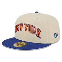 Men's New Era Cream/Blue York Knicks 2025/26 City Edition 59FIFTY Fitted Hat