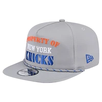 Casquette snapback grise New Era pour homme, motif golfeur rétro des New York Knicks