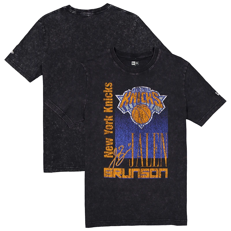 T-shirt New Era noir Jalen Brunson des York Knicks Full Court Press, délavé minéral, pour homme