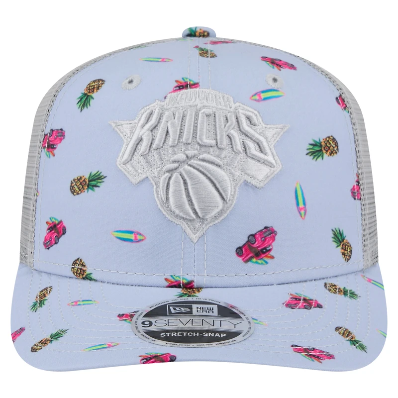 Men's New Era Light Blue/Gray New York Knicks Adventure Aloha Pattern 9SEVENTY Stretch-Snap Hat