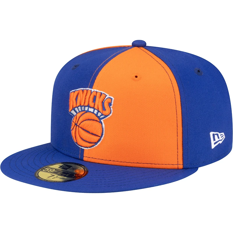 Men's New Era Orange/Blue York Knicks 80s Throwback Pinwheel 59FIFTY Fitted Hat