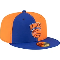 Casquette ajustée New Era 59FIFTY pour homme, orange et bleue, York Knicks, style années 80, motif girouette.