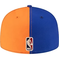 Casquette ajustée New Era 59FIFTY pour homme, orange et bleue, York Knicks, style années 80, motif girouette.