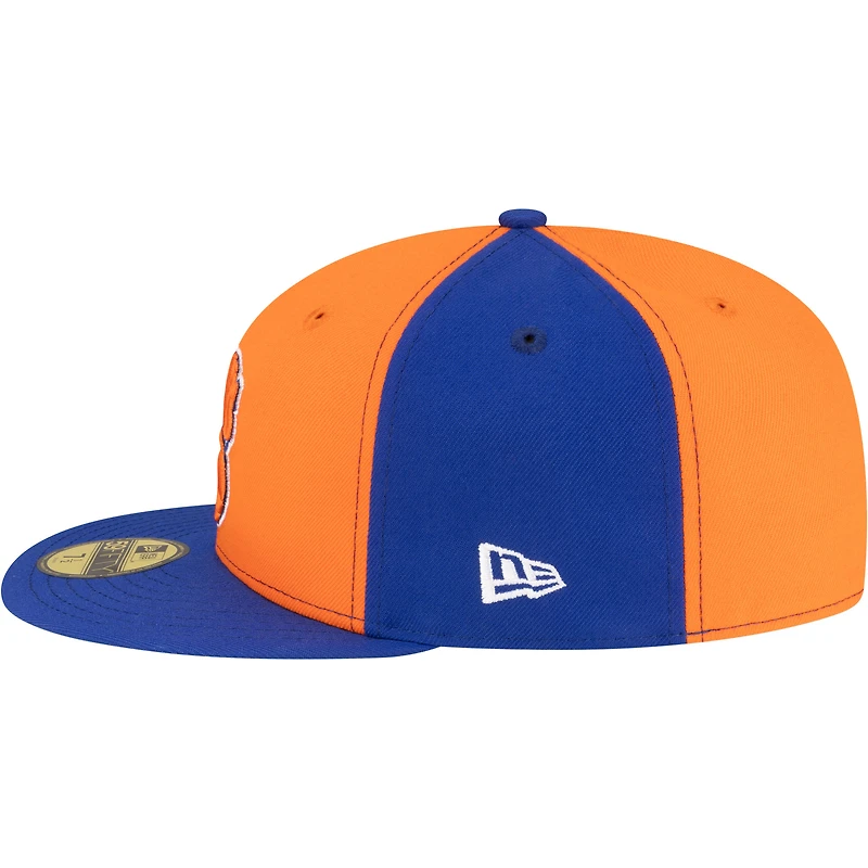 Casquette ajustée New Era 59FIFTY pour homme, orange et bleue, York Knicks, style années 80, motif girouette.