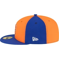 Casquette ajustée New Era 59FIFTY pour homme, orange et bleue, York Knicks, style années 80, motif girouette.