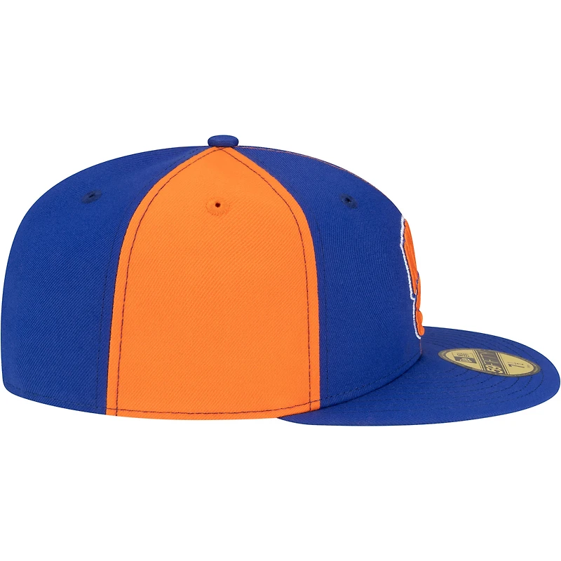 Men's New Era Orange/Blue York Knicks 80s Throwback Pinwheel 59FIFTY Fitted Hat