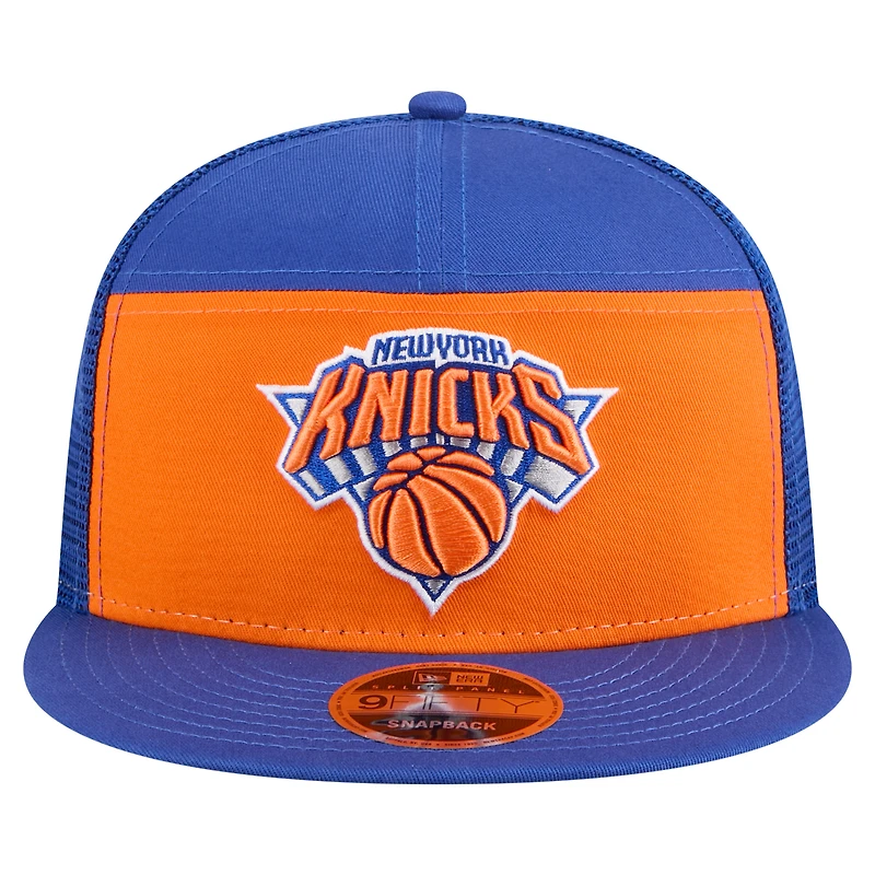 Men's New Era  Orange/Blue New York Knicks Outdoor Split Panel 9FIFTY Snapback Hat