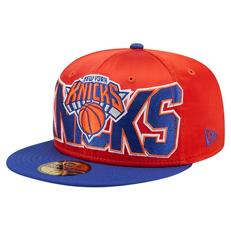 Men's New Era Orange/Blue York Knicks Satin Two-Tone 59FIFTY Fitted Hat