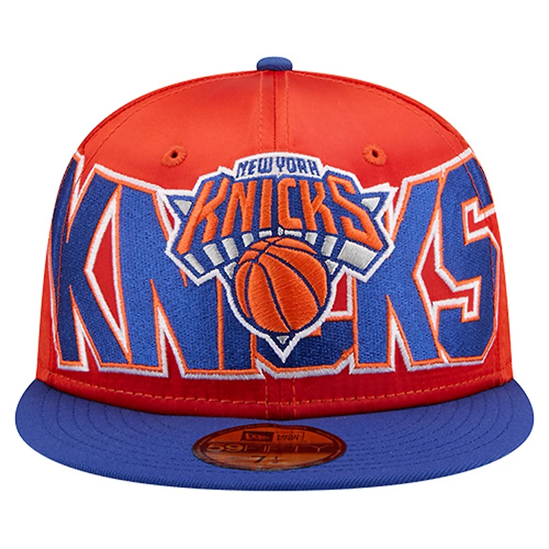 Men's New Era Orange/Blue York Knicks Satin Two-Tone 59FIFTY Fitted Hat
