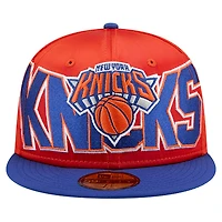 Men's New Era Orange/Blue York Knicks Satin Two-Tone 59FIFTY Fitted Hat