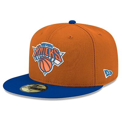 Casquette ajustée New Era orange York Knicks bicolore 59FIFTY pour homme