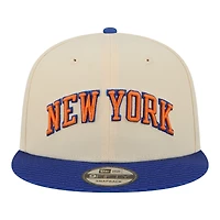 Men's New Era  Tan/Blue New York Knicks City Edition 9FIFTY Snapback Hat