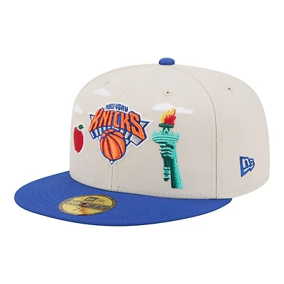 Men's New Era  Tan/Blue York Knicks Localized City Icon 59FIFTY Fitted Hat