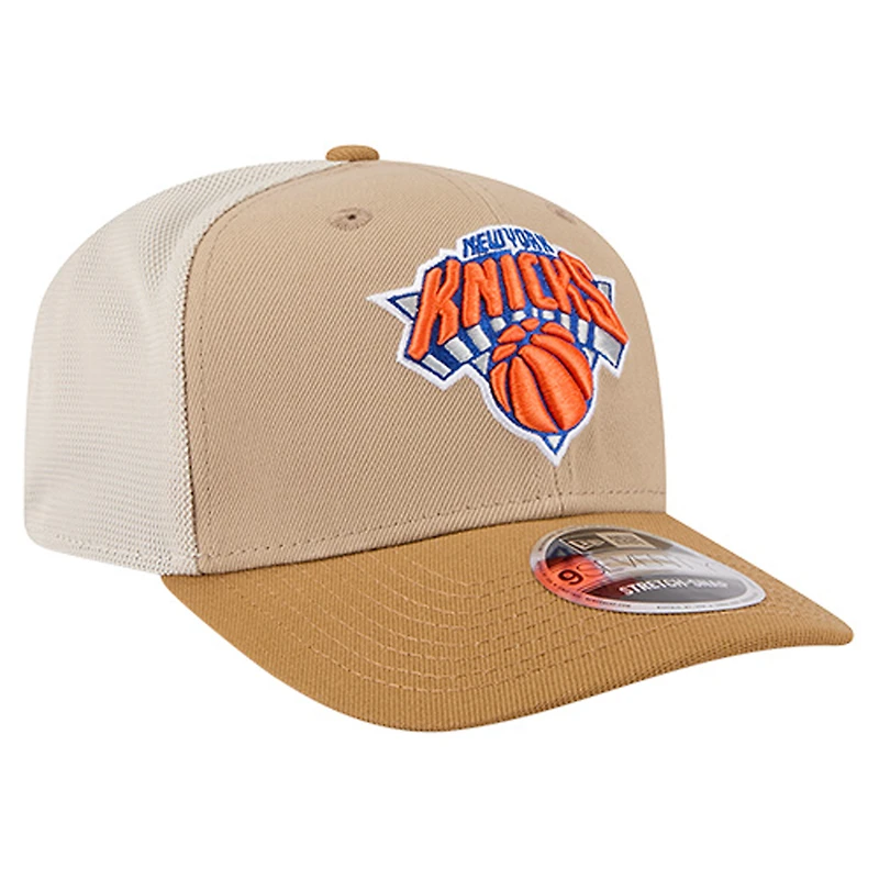Men's New Era Tan/Light Brown New York Knicks Two-Tone 9SEVENTY Adjustable Trucker Hat