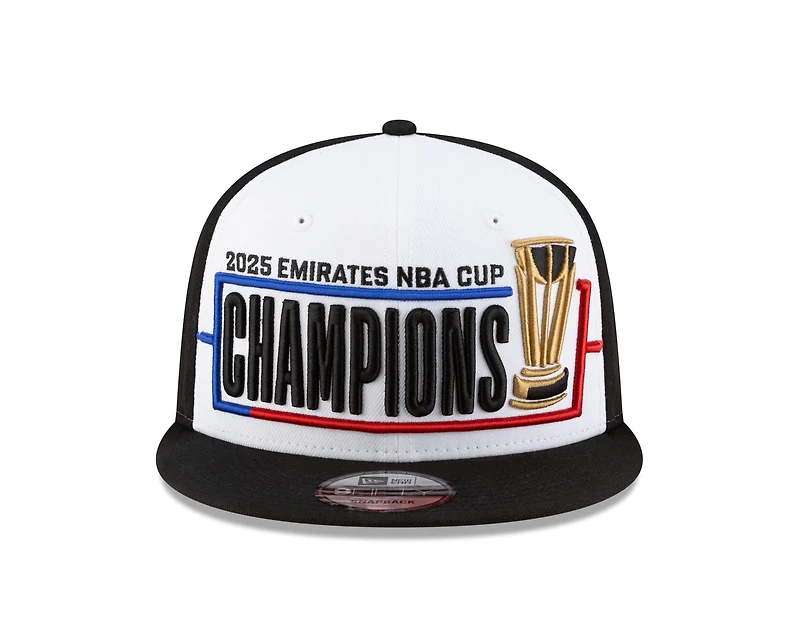 Casquette snapback New Era 9FIFTY pour homme, blanche et noire, New York Knicks, champions NBA 2025
