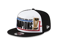Casquette snapback New Era 9FIFTY pour homme, blanche et noire, New York Knicks, champions NBA 2025