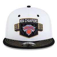 Men's New Era White/Black New York Knicks 2026 NBA Finals Champions Locker Room 9FIFTY Snapback Hat