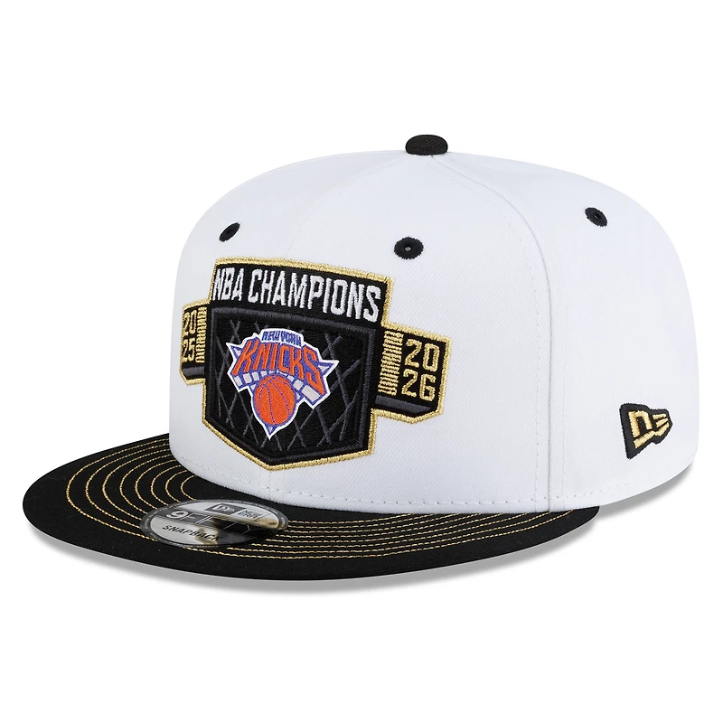 Casquette snapback New Era 9FIFTY pour homme, blanche et noire, New York Knicks, champions des finales NBA 2026