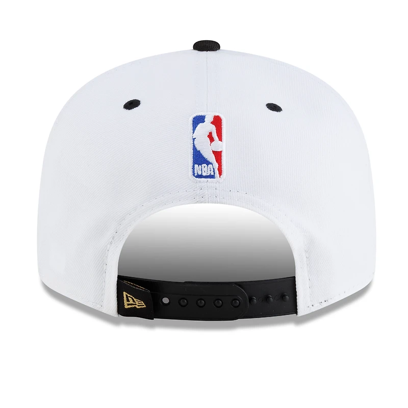 Men's New Era White/Black New York Knicks 2026 NBA Finals Champions Locker Room 9FIFTY Snapback Hat