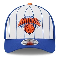 Casquette ajustable New Era blanche/bleue New York Knicks 2025 NBA Tip Off M-Crown A-Frame 9FORTY pour homme