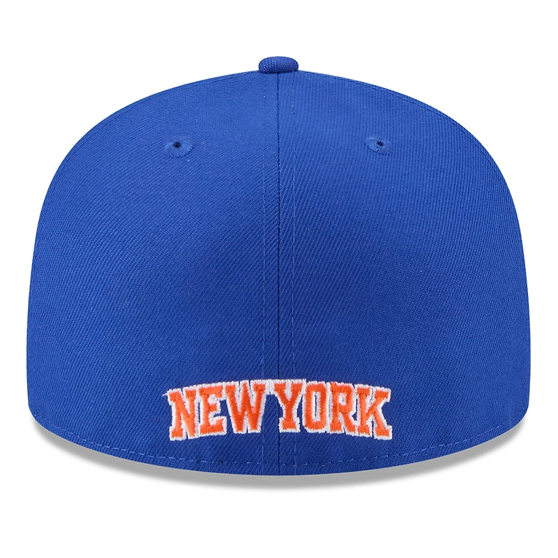 Casquette ajustée New Era 59FIFTY blanche/bleue pour homme, York Knicks, NBA 2025 Tip Off Split Panel