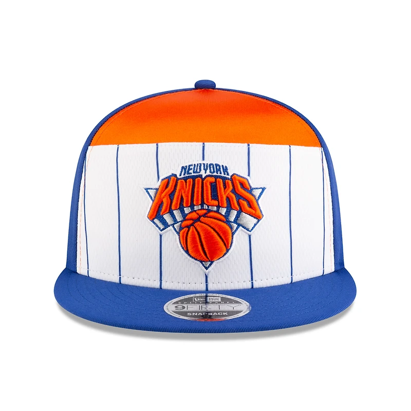 Men's New Era White/Blue New York Knicks 2025 NBA Tip Off Split Panel 9FIFTY Snapback Hat