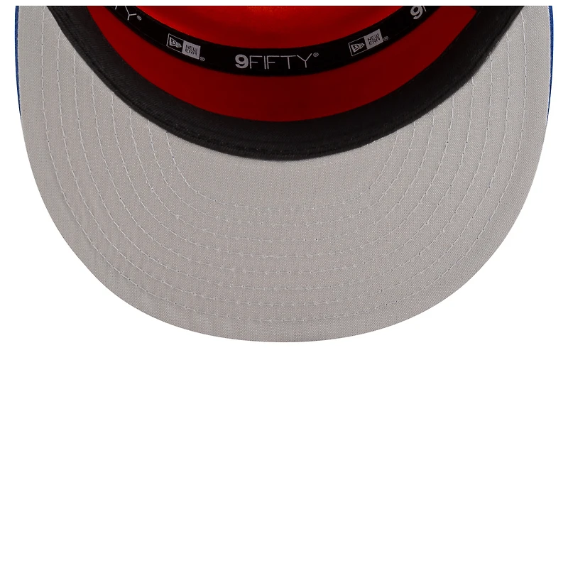 Casquette New Era blanche/bleue New York Knicks 2025 NBA Tip Off Split Panel 9FIFTY Snapback pour homme