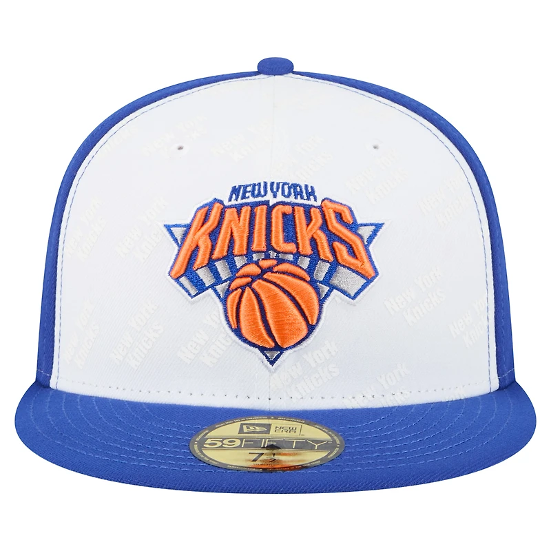 Casquette ajustée New Era York Knicks Repeat 59Fifty blanche/bleue pour homme