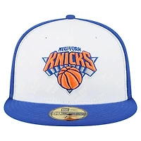 Casquette ajustée New Era York Knicks Repeat 59Fifty blanche/bleue pour homme