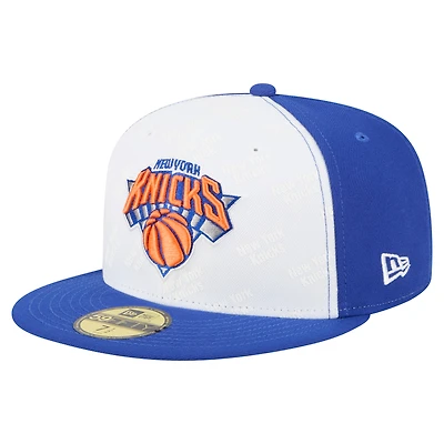 Men's New Era  White/Blue York Knicks Repeat 59Fifty Fitted Hat