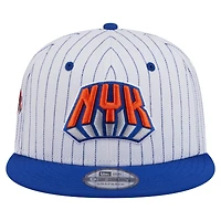 Men's New Era  White New York Knicks Deceptor Pinstripe 9FIFTY Snapback Hat