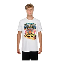 Men's New Era  White York Knicks Lifestyle Capsule Basketball on Fire T-Shirt