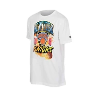 Men's New Era  White York Knicks Lifestyle Capsule Basketball on Fire T-Shirt