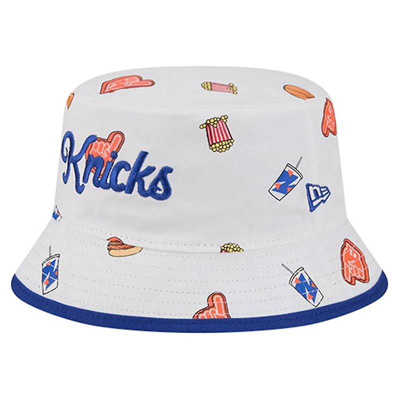 Men's New Era White York Knicks Team Cheer Reversible Bucket Hat