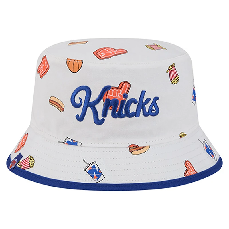 Men's New Era White York Knicks Team Cheer Reversible Bucket Hat