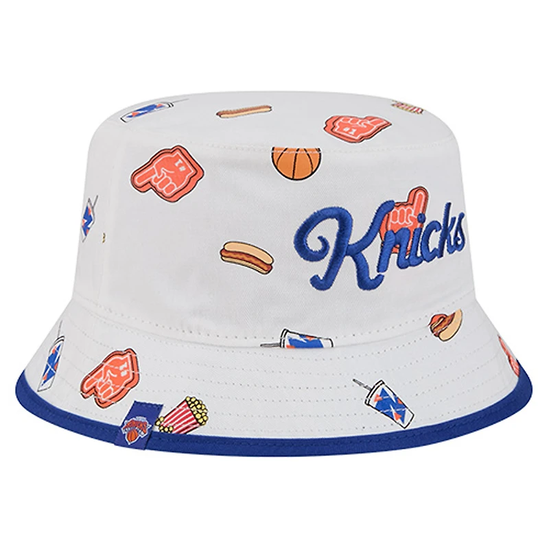 Men's New Era White York Knicks Team Cheer Reversible Bucket Hat