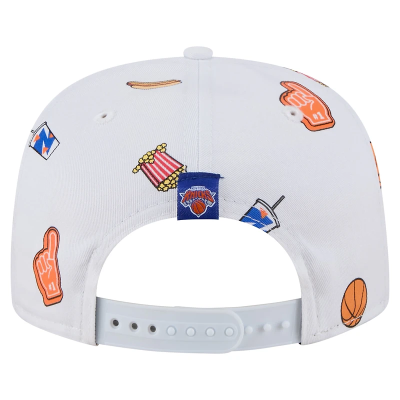 Casquette ajustable New Era blanche New York Knicks Team Cheer Rope 19TWENTY pour homme